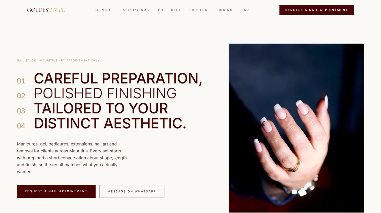 Appointment requests for a Mauritius nail studio